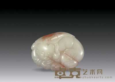 清中期 白玉童子戏莲坠 长5.8cm